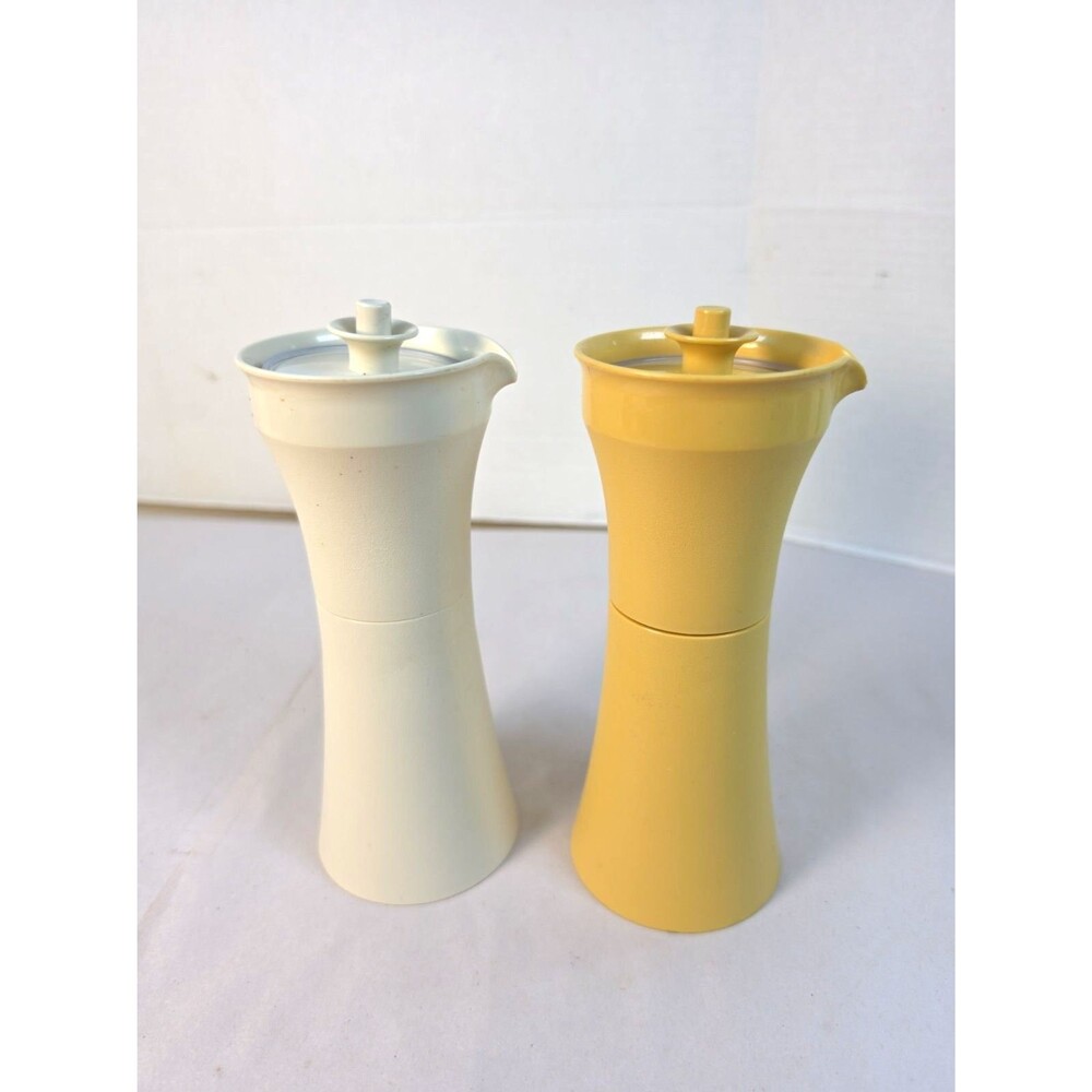 EUC Vintage Tupperware Oil & Vinegar Cruet Set  Almond & Harvest Gold